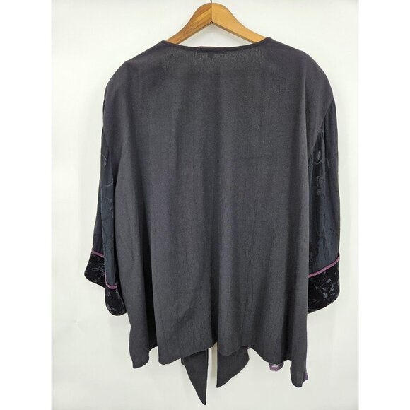 Spencer Alexis Kimono Jacket Womens 2X Purple Velvet Rayon - Picture 2 of 5